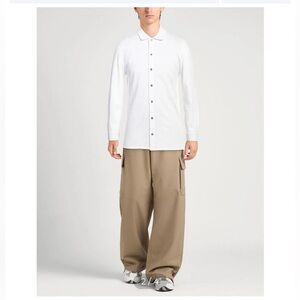 Alpha Studio white cotton elastane button down collard casual shirt